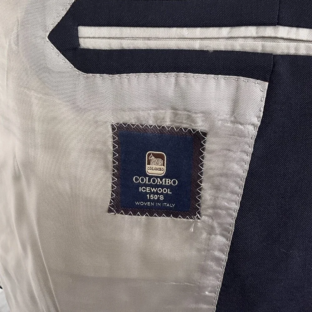 Samuelsohn Blazer Men 46R Blue‎ Surgeon Cuffs Colombo Icewool 150s Italy